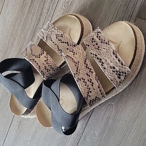 Snake skin Soho flat plat form sandals
